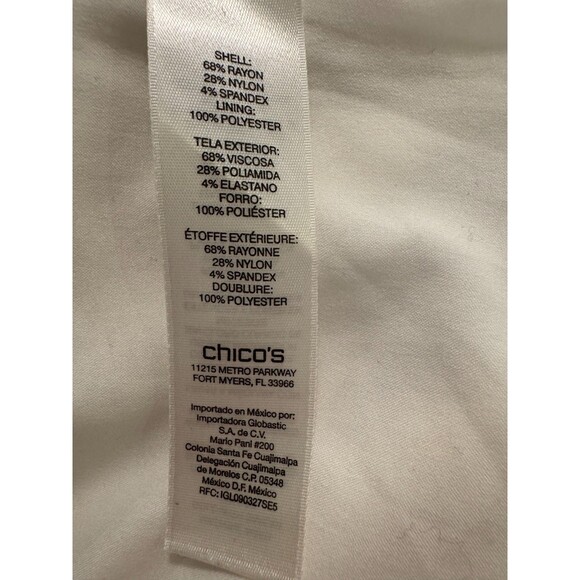 Chicos White Tunic Womens Sz. 1 (Chicos) Medium Zip up Great Condition - Picture 9 of 10